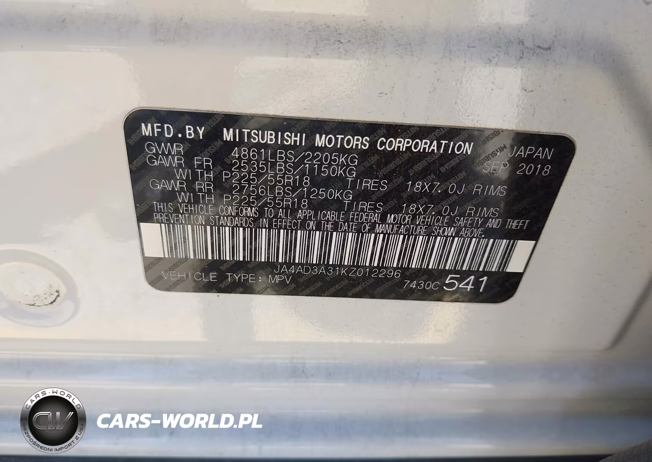 2019 Mitsubishi Outlander Se VIN:JA4AD3A31KZ012296 - 9