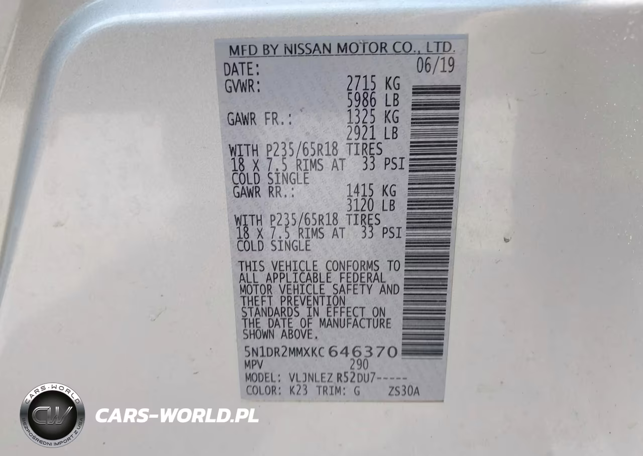 2019 Nissan Pathfinder Sv VIN:5N1DR2MMXKC646370 - 9