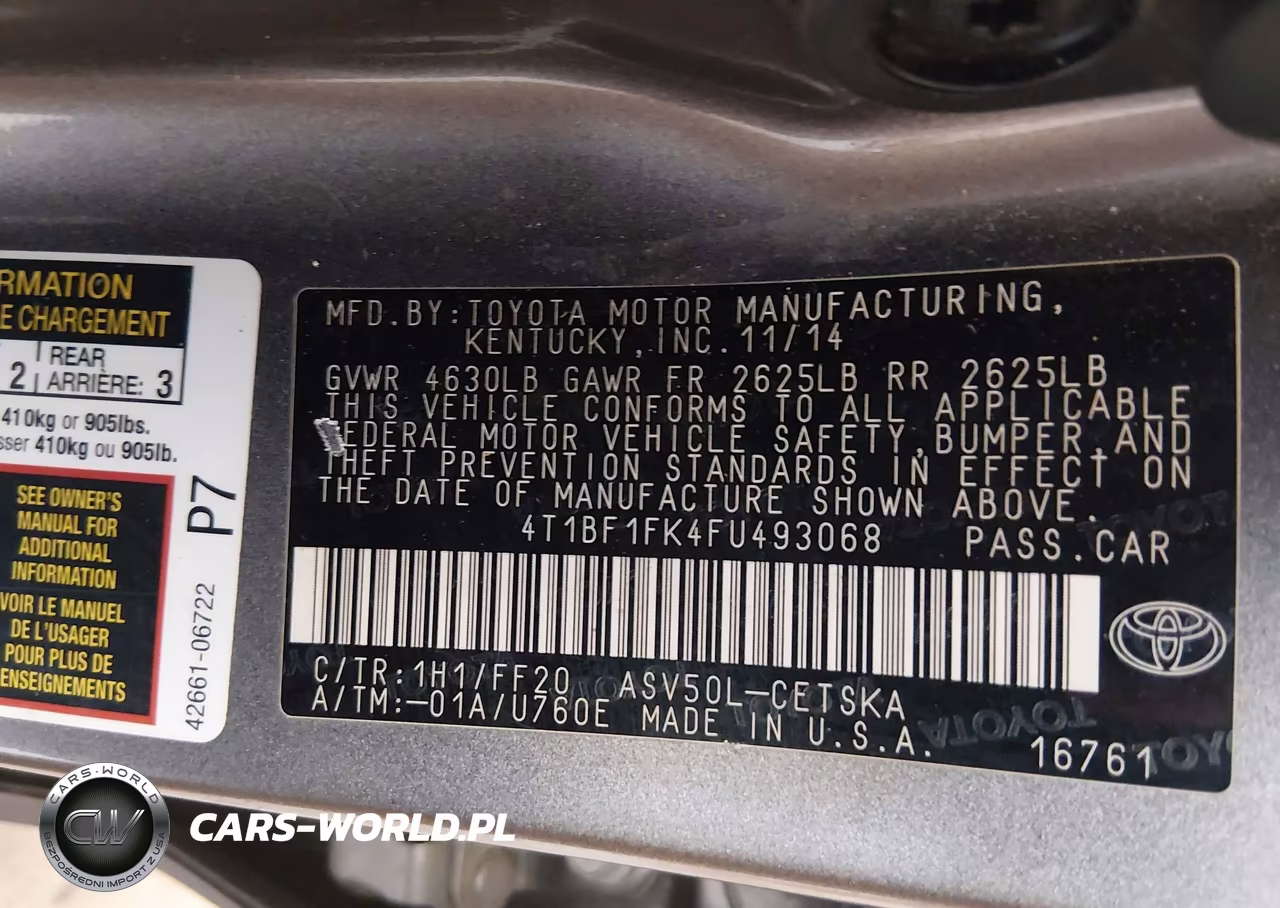 2015 Toyota Camry Se VIN:4T1BF1FK4FU493068 - 9