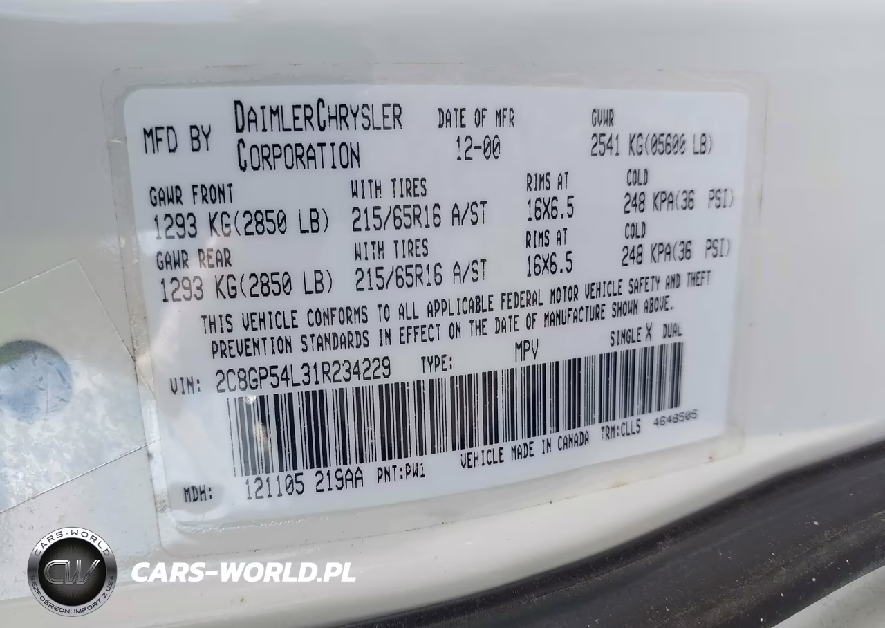 2001 Chrysler Town & Country Lxi VIN:2C8GP54L31R234229 - 9