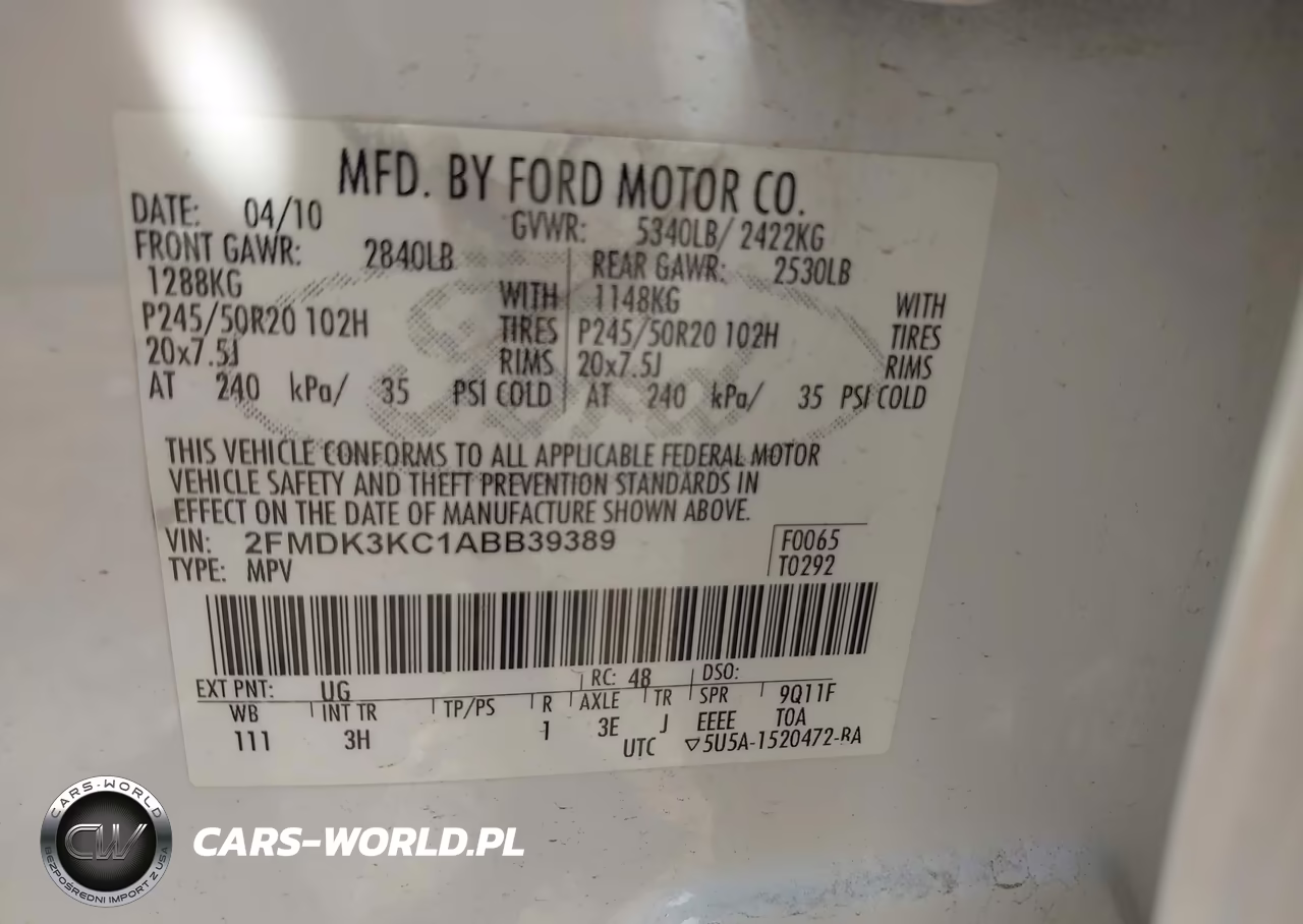 2010 Ford Edge Limited VIN:2FMDK3KC1ABB39389 - 9