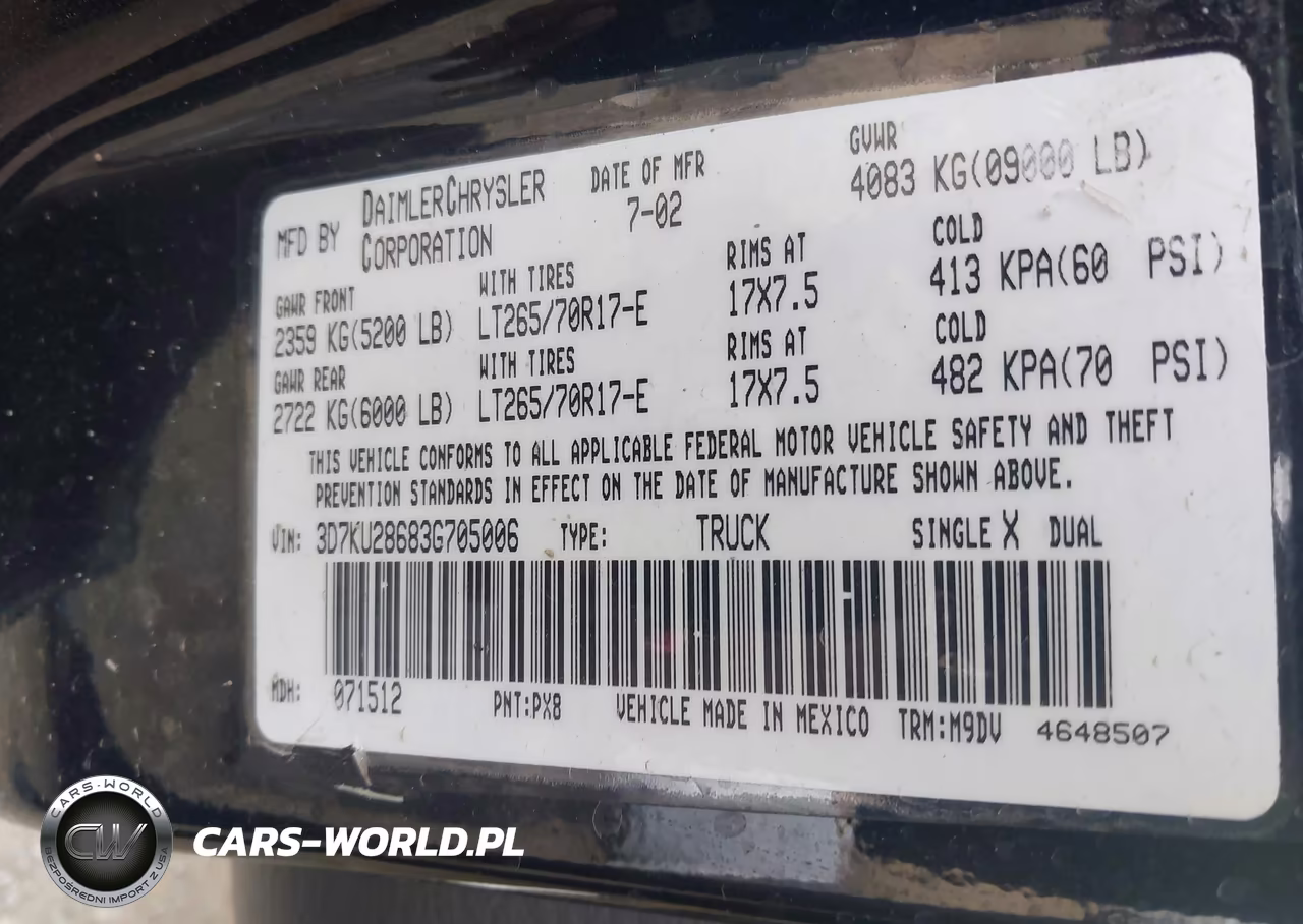 2003 Dodge Ram 2500 VIN:3D7KU28683G705006 - 9