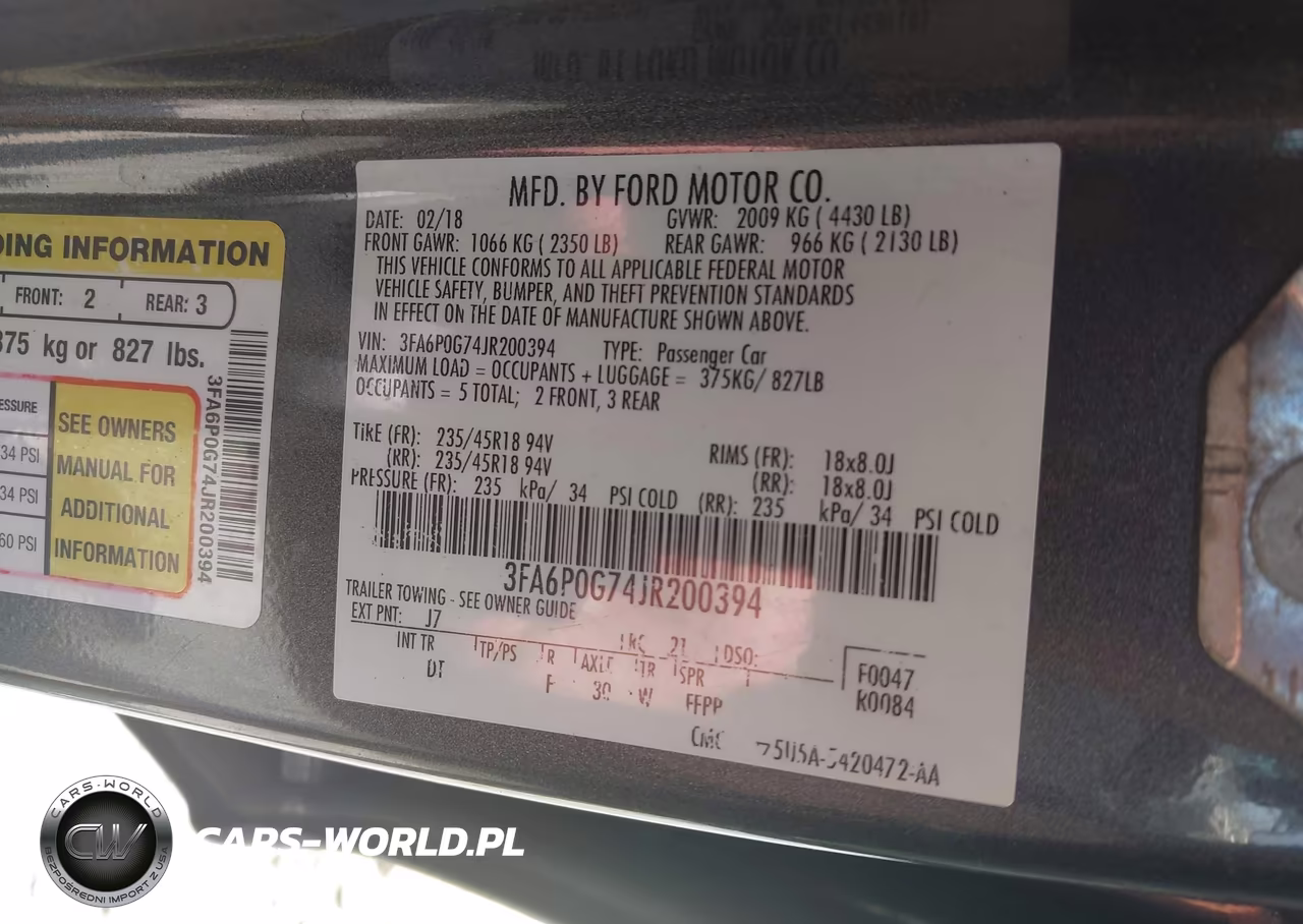 2018 Ford Fusion S VIN:3FA6P0G74JR200394 - 9