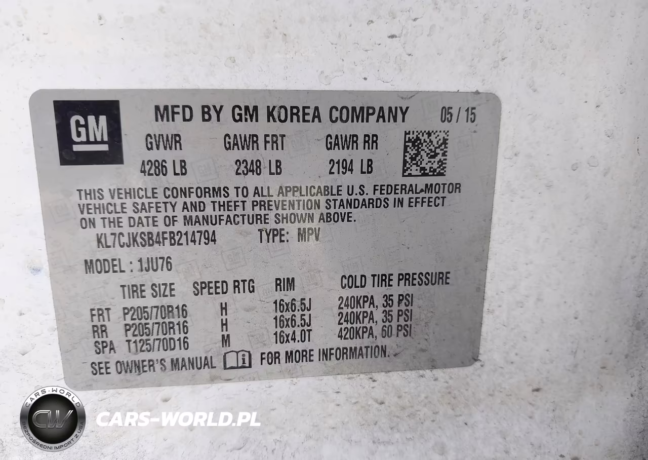 2015 Chevrolet Trax 1Ls VIN:KL7CJKSB4FB214794 - 9
