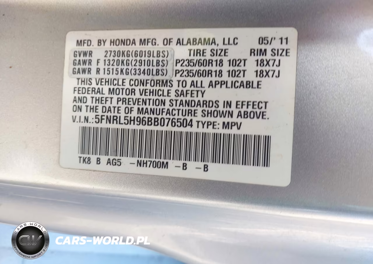 2011 Honda Odyssey Touring-Touring Elite VIN:5FNRL5H96BB076504 - 9