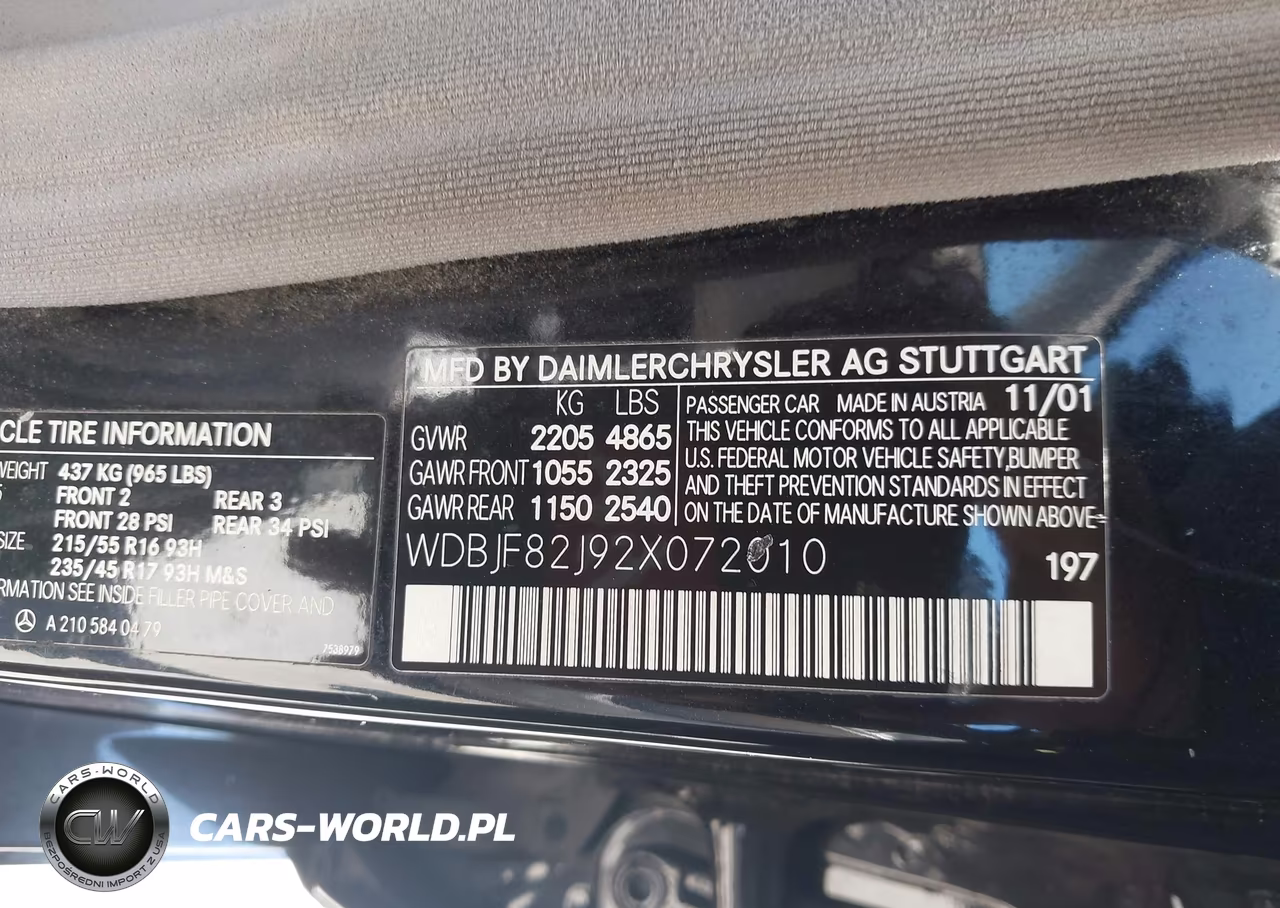 2002 Mercedes-Benz E 320 4M-4M Special Edition VIN:WDBJF82J92X072010 - 9