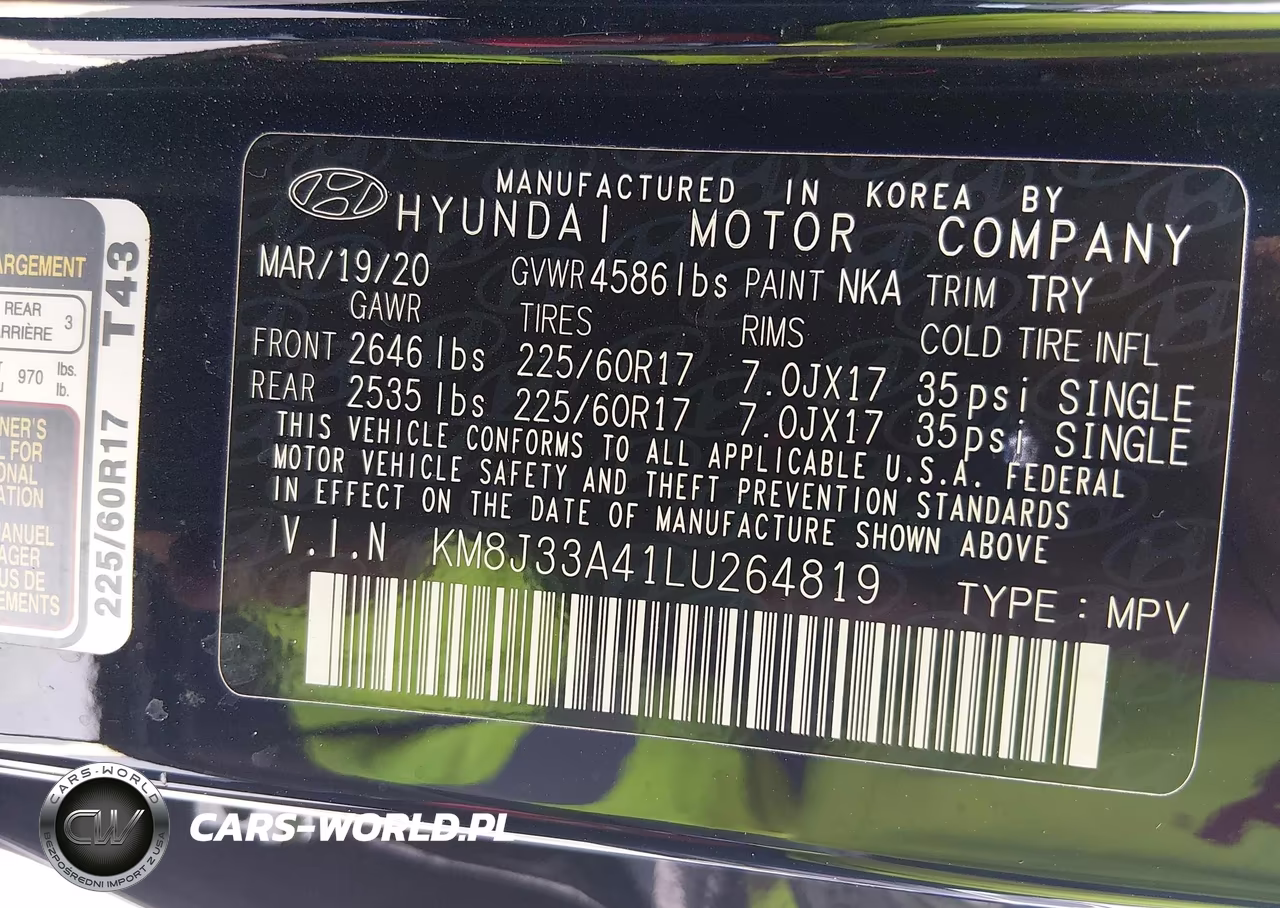 2020 Hyundai Tucson Value VIN:KM8J33A41LU264819 - 9