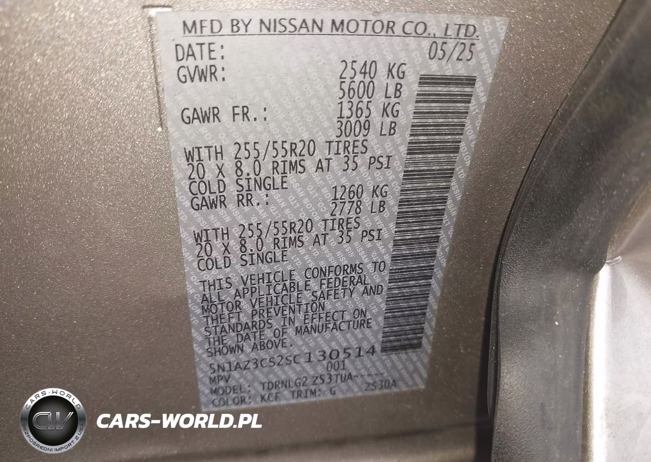 2025 Nissan Murano Sl VIN:5N1AZ3CS2SC130514 - 9