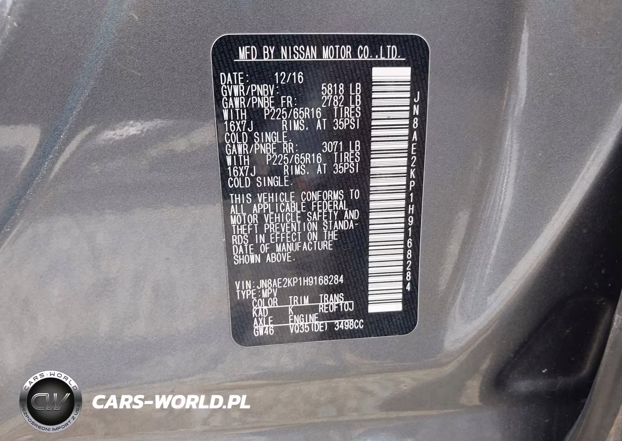 2017 Nissan Quest Sv VIN:JN8AE2KP1H9168284 - 9