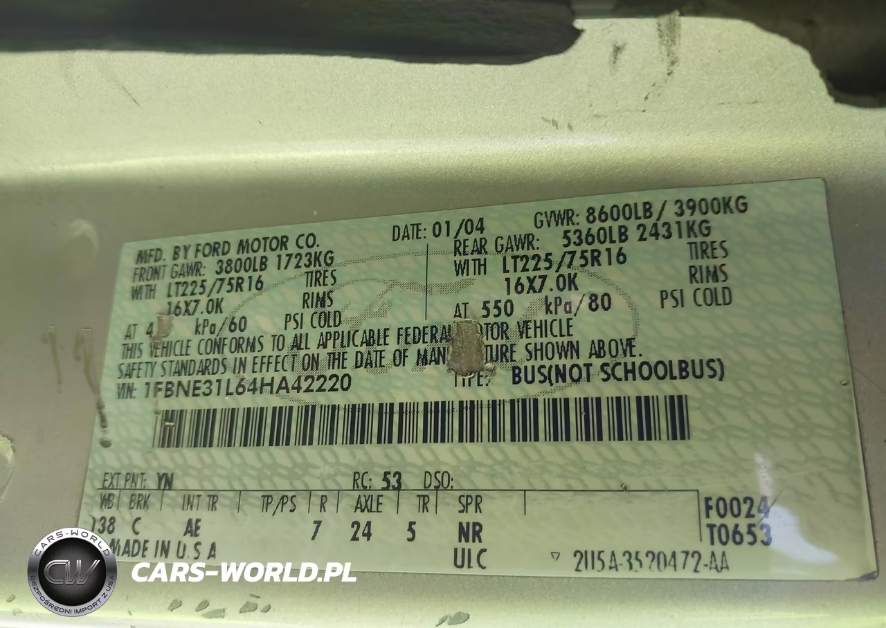 2004 Ford Econoline E350 Super Duty Wagon VIN:1FBNE31L64HA42220 - 9
