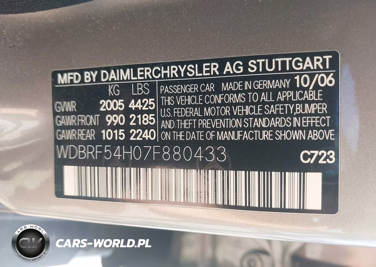 2007 Mercedes-Benz C 280 Luxury VIN:WDBRF54H07F880433 - 9