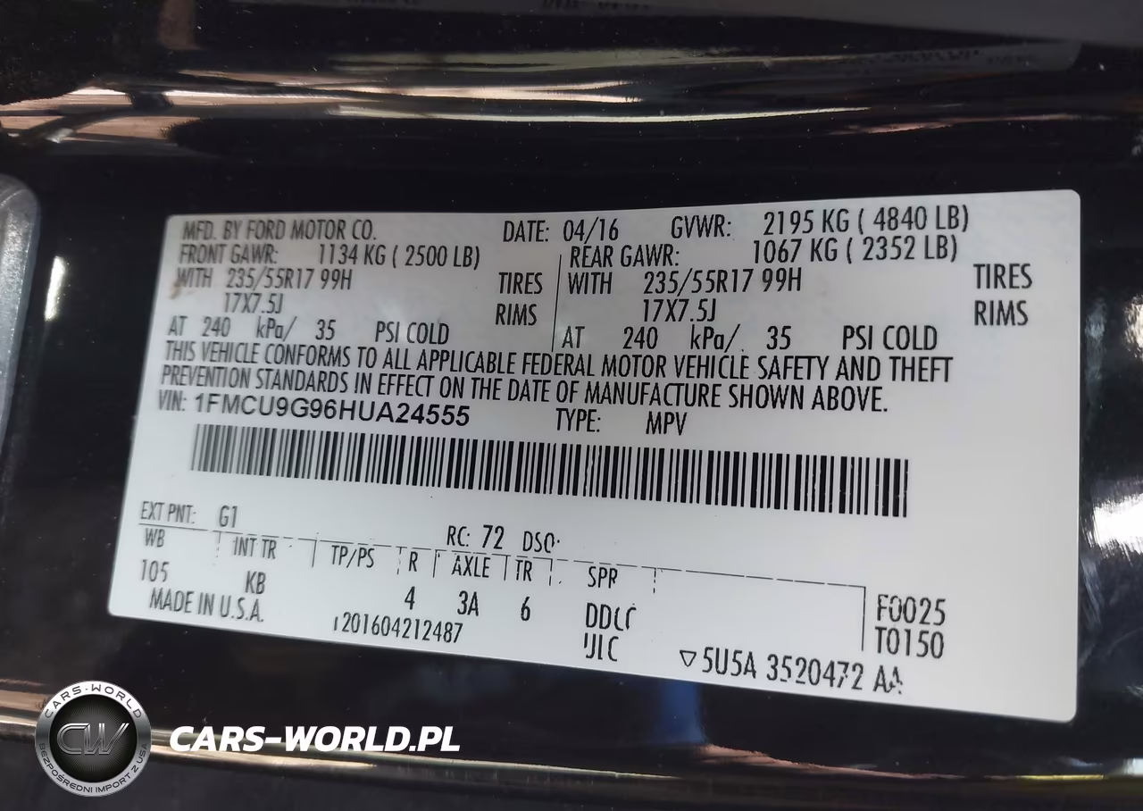 2017 Ford Escape Se VIN:1FMCU9G96HUA24555 - 9