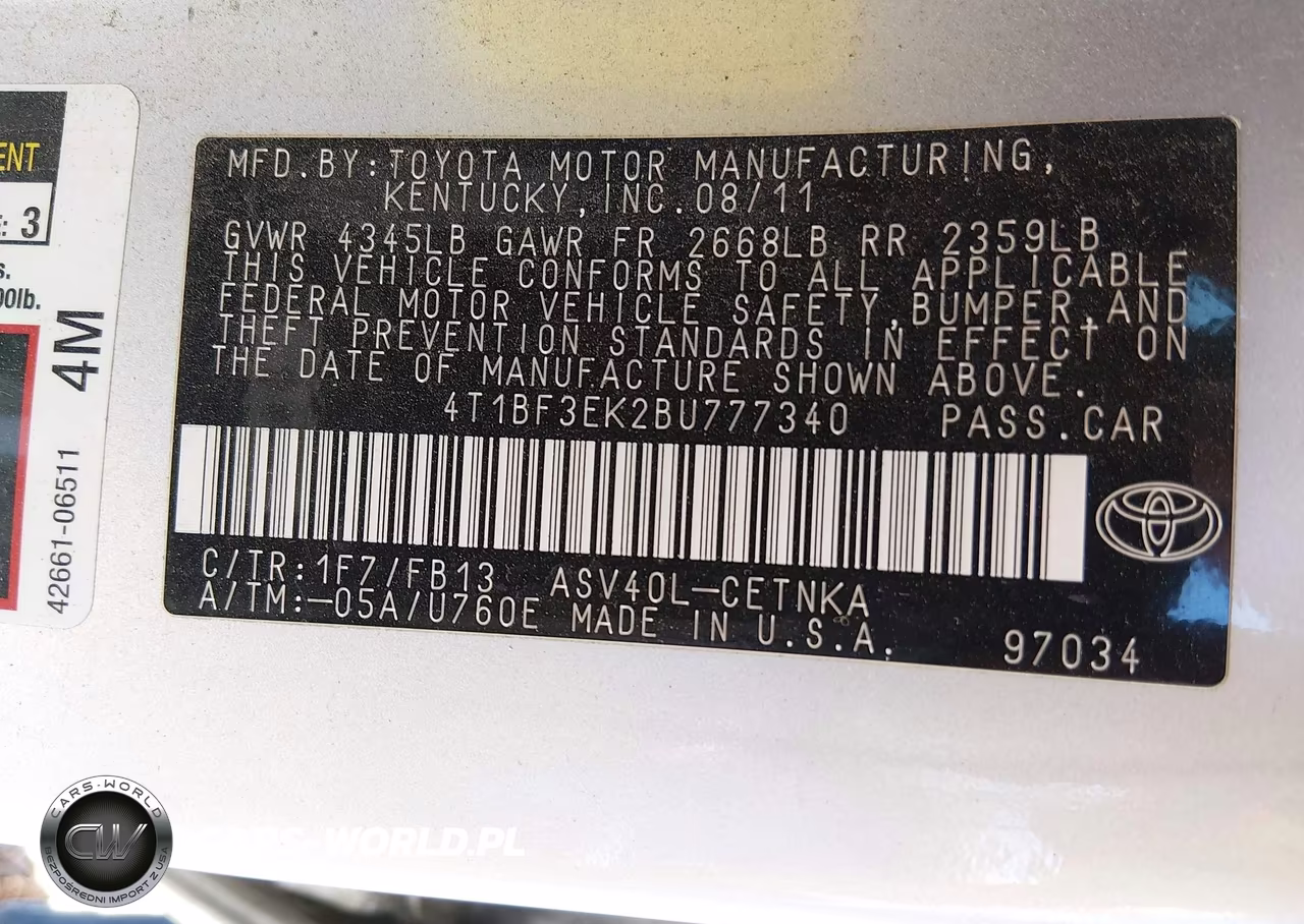 2011 Toyota Camry Le VIN:4T1BF3EK2BU777340 - 9
