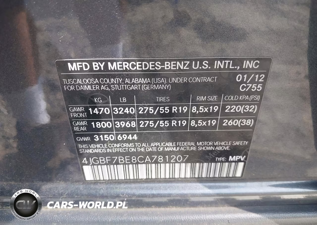 2012 Mercedes-Benz Gl 450 4Matic VIN:4JGBF7BE8CA781207 - 9