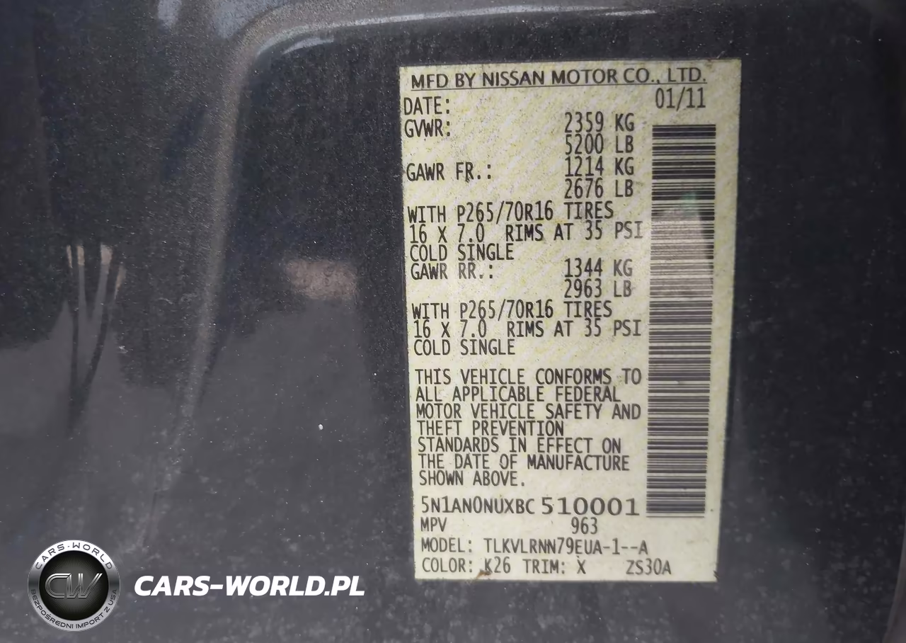 2011 Nissan Xterra S VIN:5N1AN0NUXBC510001 - 9
