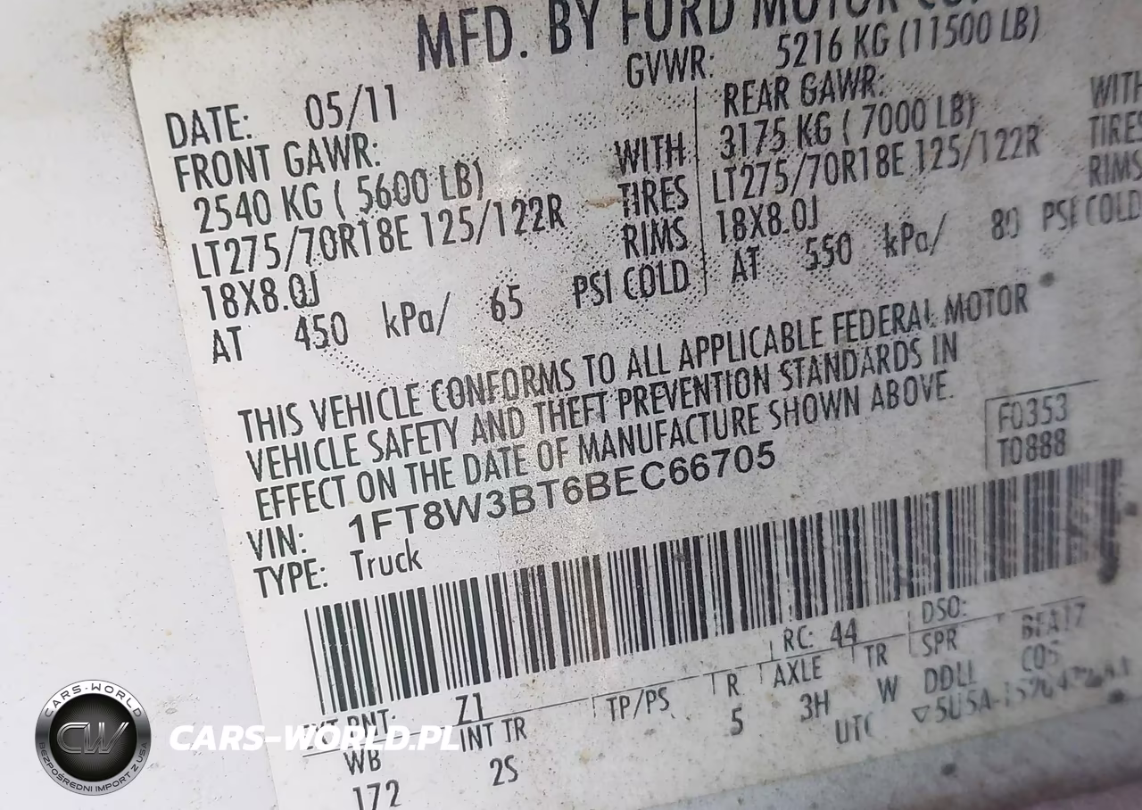 2011 Ford F-350 Xlt VIN:1FT8W3BT6BEC66705 - 9