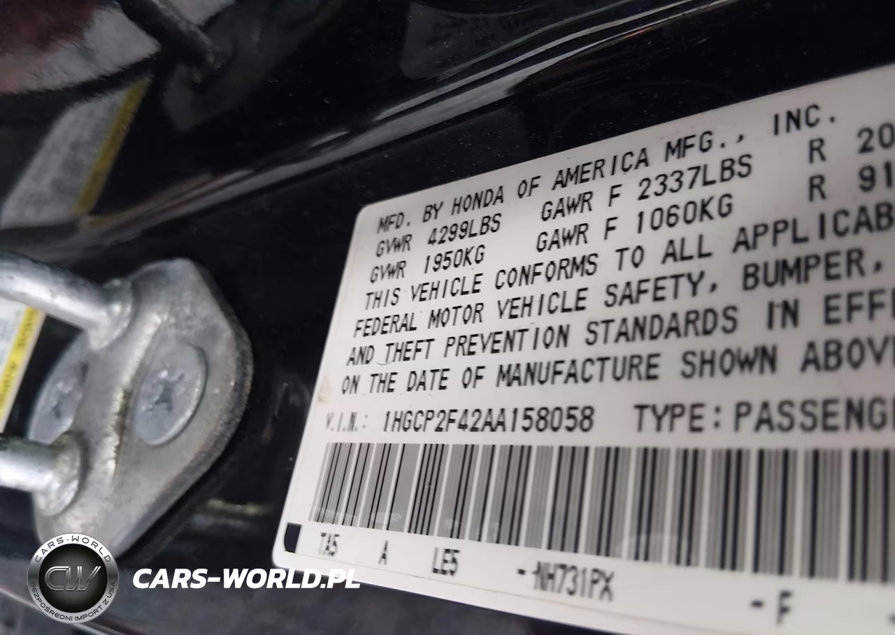 2010 Honda Accord 2.4 Lx-P VIN:1HGCP2F42AA158058 - 9