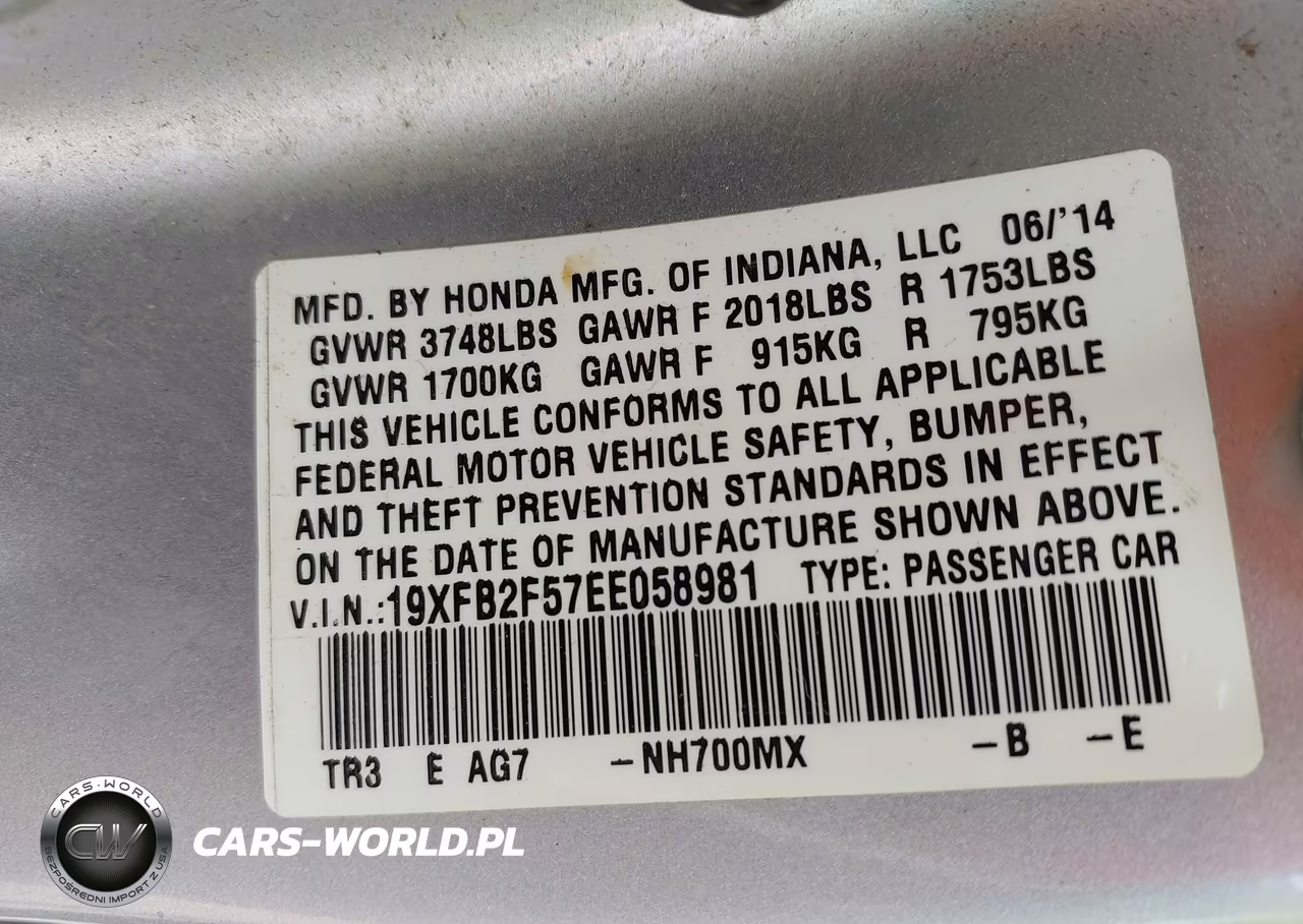 2014 Honda Civic Lx VIN:19XFB2F57EE058981 - 9