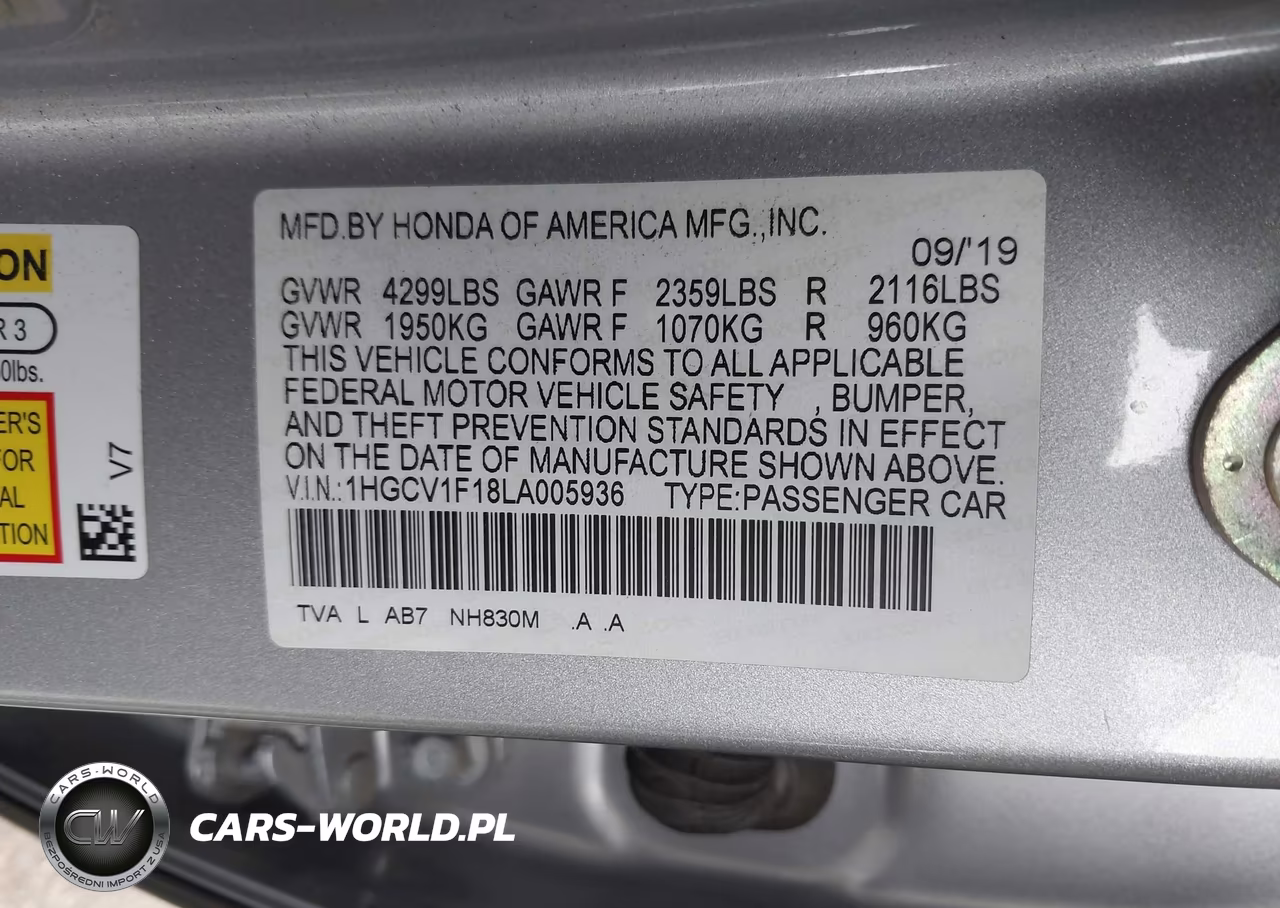 2020 Honda Accord Lx VIN:1HGCV1F18LA005936 - 9