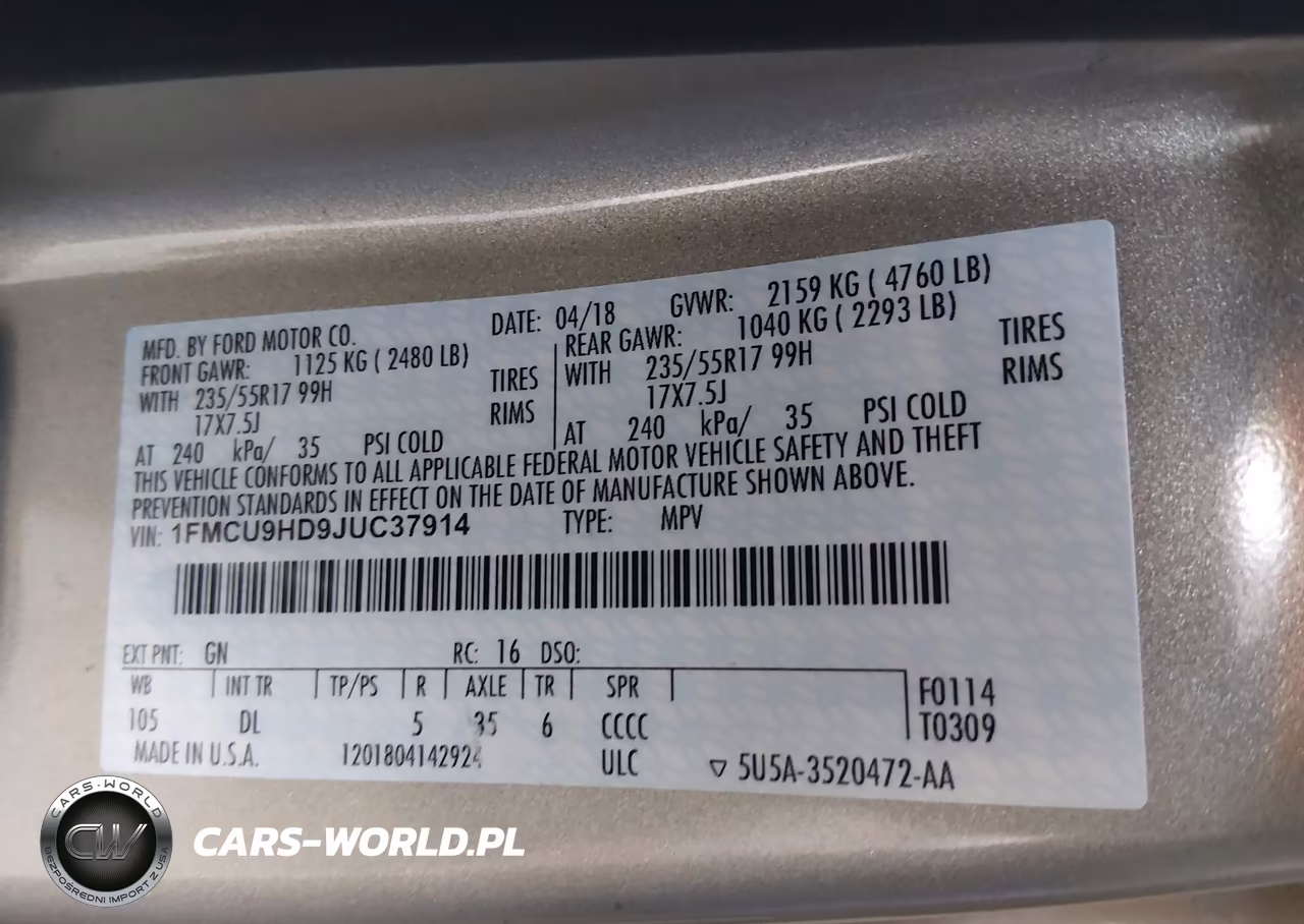 2018 Ford Escape Sel VIN:1FMCU9HD9JUC37914 - 9