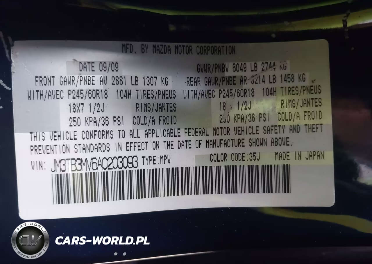 2010 Mazda Cx-9 Touring VIN:JM3TB3MV6A0203093 - 9