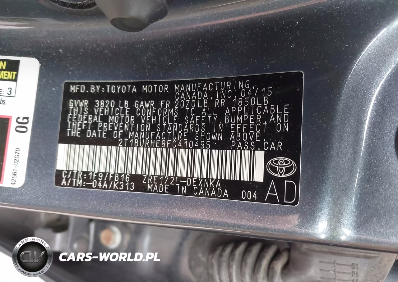 2015 Toyota Corolla Le VIN:2T1BURHE8FC410495 - 8