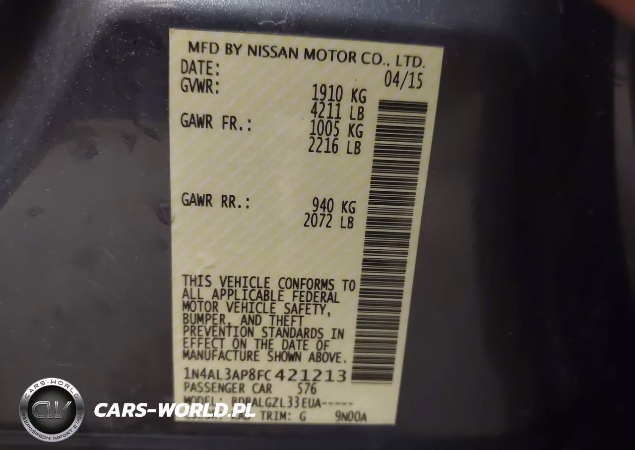 2015 Nissan Altima 2.5 VIN:1N4AL3AP8FC421213 - 9