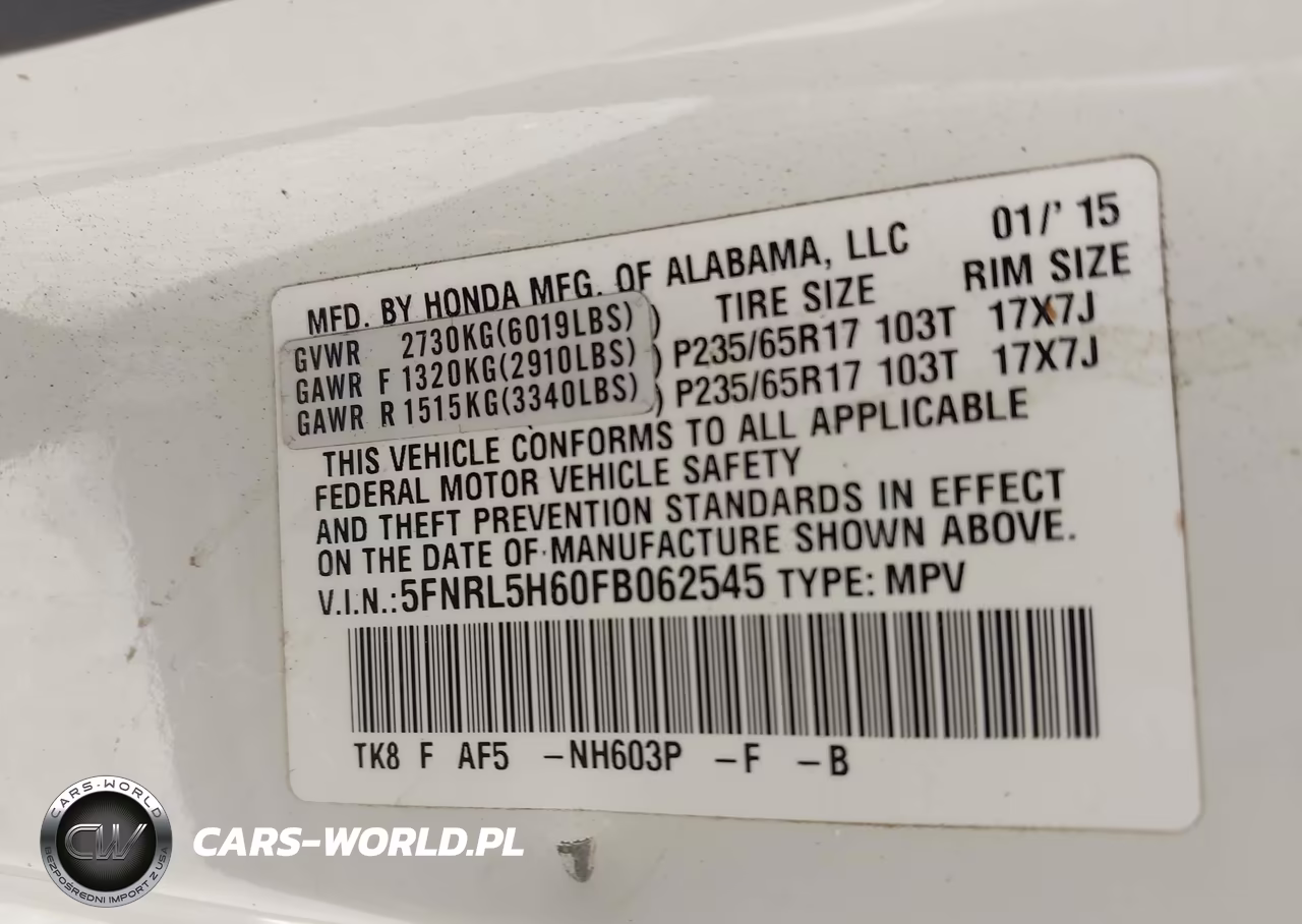 2015 Honda Odyssey Ex-L VIN:5FNRL5H60FB062545 - 9