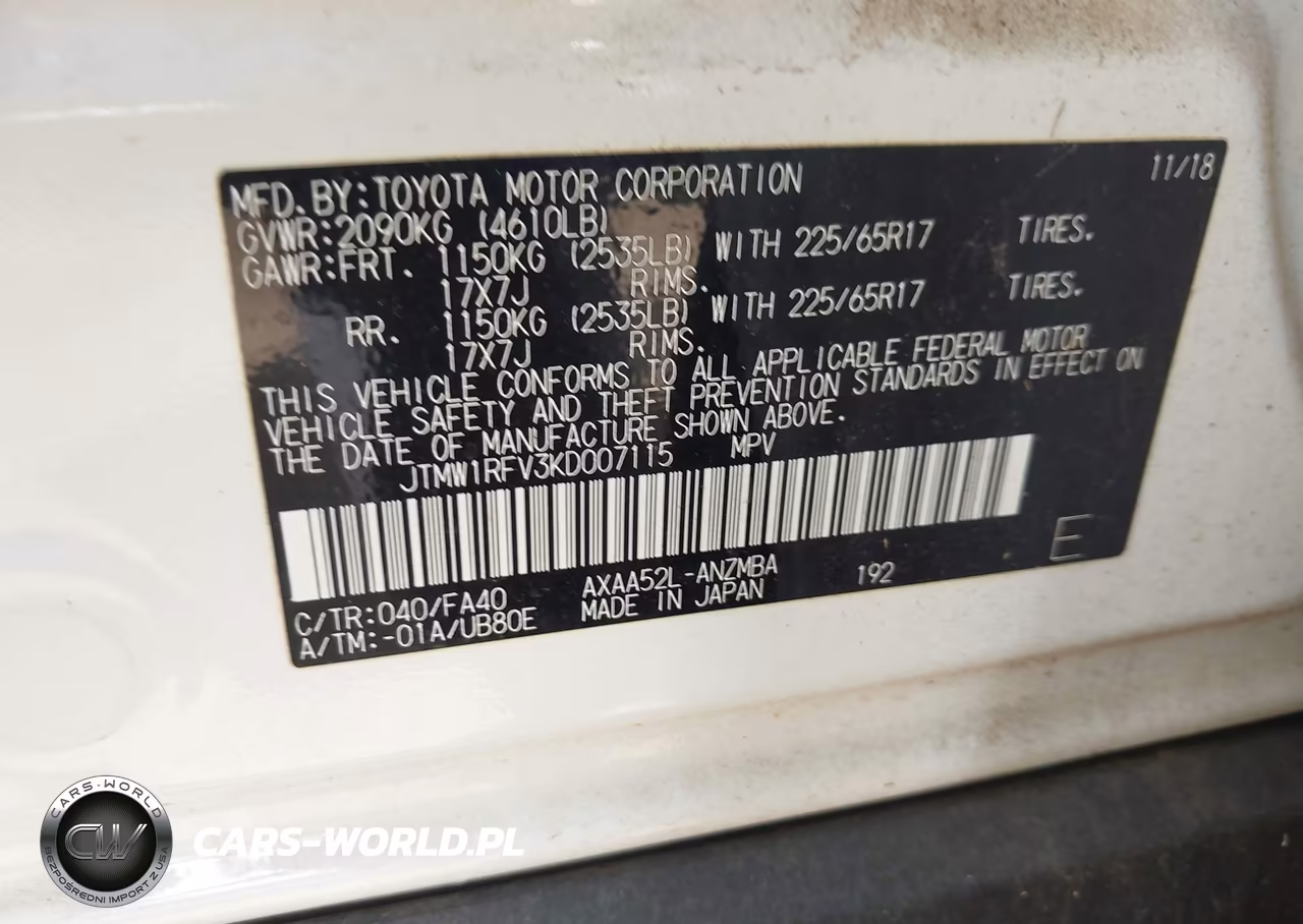 2019 Toyota Rav4 Xle VIN:JTMW1RFV3KD007115 - 9