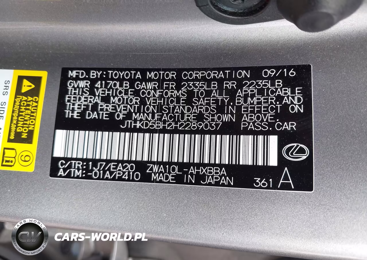 2017 Lexus Ct 200H VIN:JTHKD5BH2H2289037 - 9