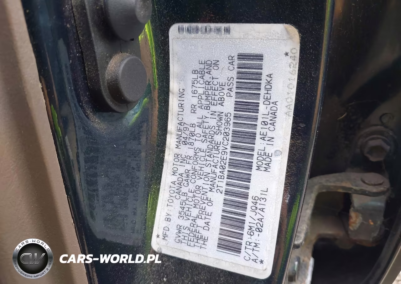1997 Toyota Corolla Ce VIN:2T1BA02E9VC203965 - 9