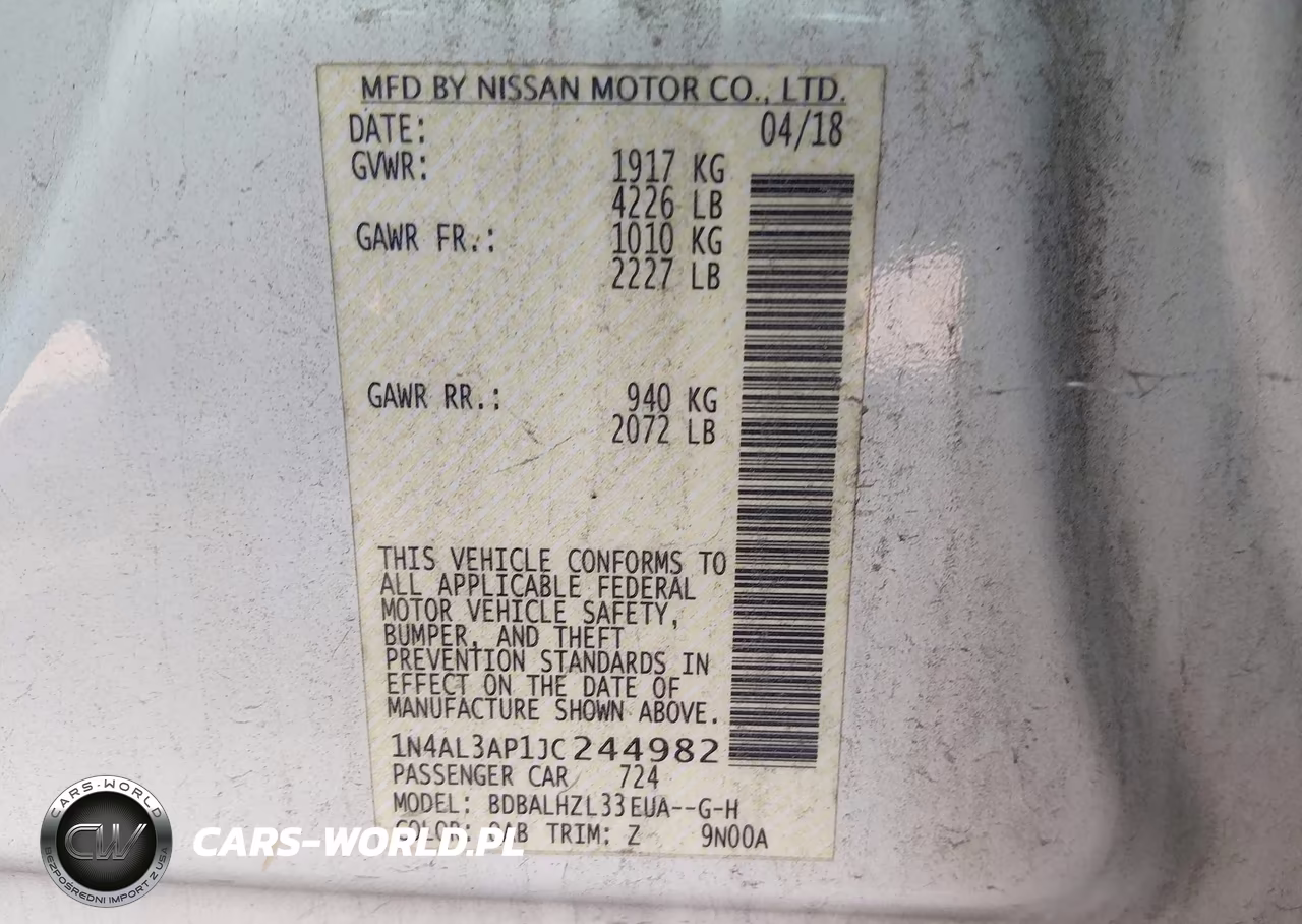 2018 Nissan Altima 2.5 Sr VIN:1N4AL3AP1JC244982 - 9