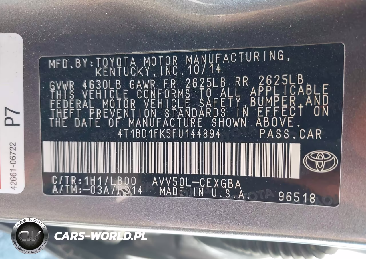 2015 Toyota Camry Hybrid Xle VIN:4T1BD1FK5FU144894 - 9