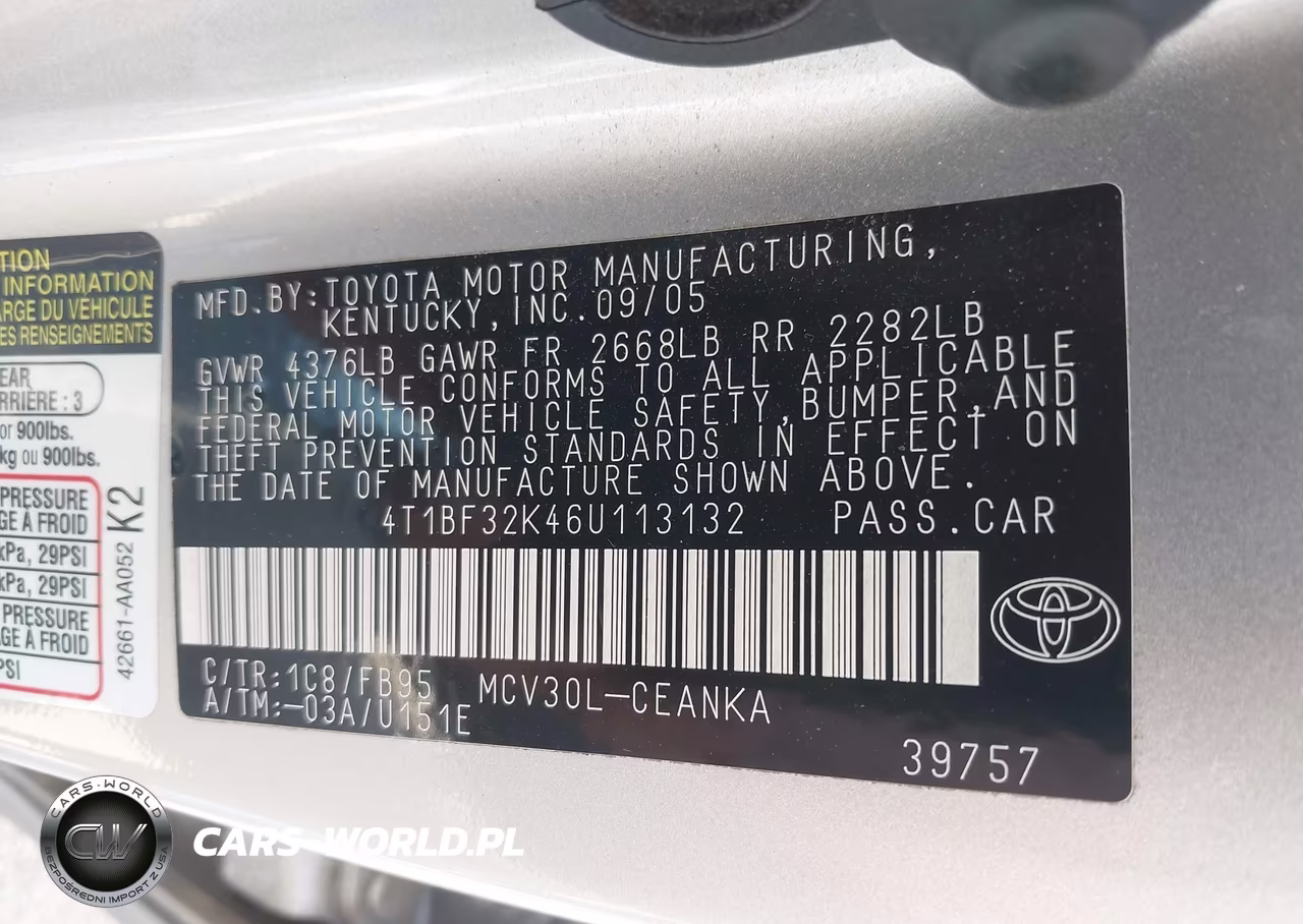 2006 Toyota Camry Le V6 VIN:4T1BF32K46U113132 - 9