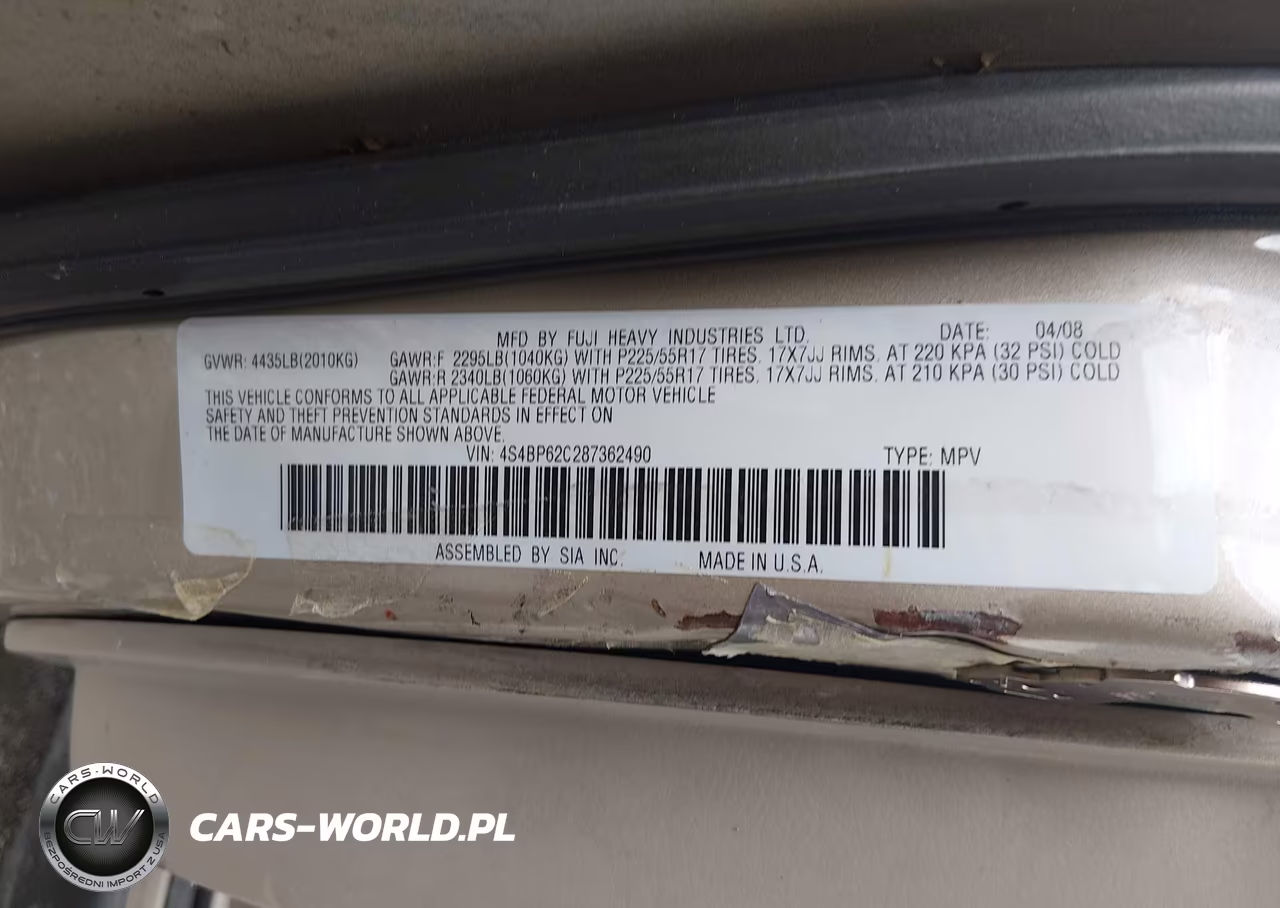 2008 Subaru Outback (Natl) Ltd-Ltd Ll Bean W-Nav-Ltd Ll Bean W-Nav-Vdc-Ltd W-Vdc VIN:4S4BP62C287362490 - 9