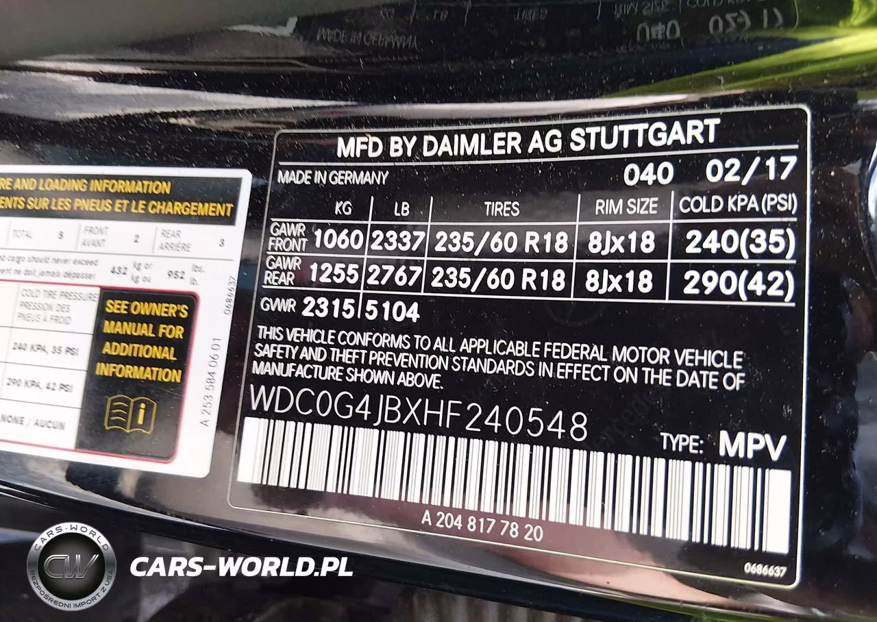 2017 Mercedes-Benz Glc 300 VIN:WDC0G4JBXHF240548 - 9