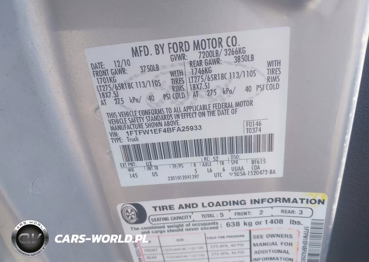 2011 Ford F-150 Xlt VIN:1FTFW1EF4BFA25933 - 9