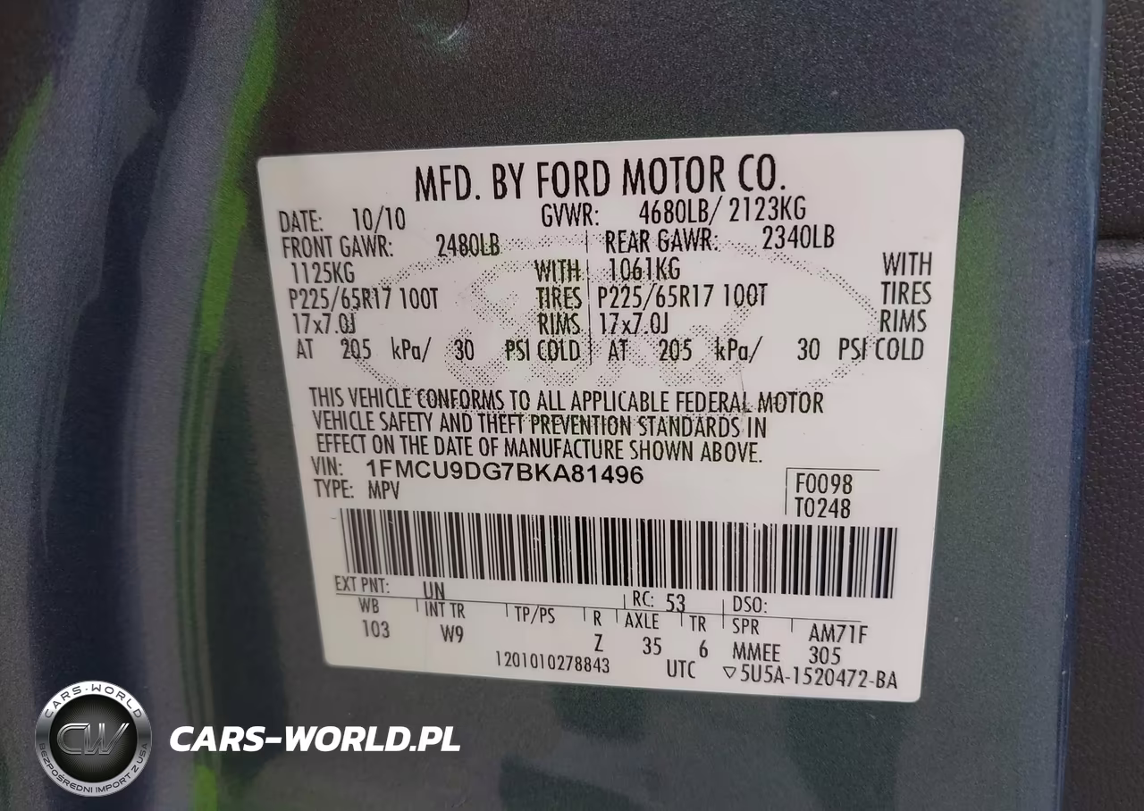 2011 Ford Escape Xlt VIN:1FMCU9DG7BKA81496 - 9