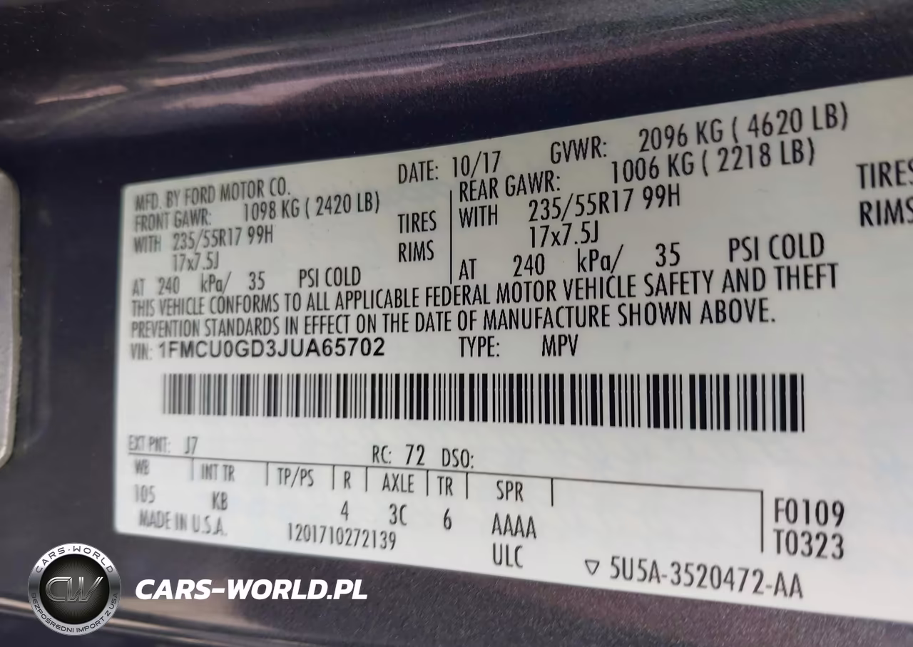 2018 Ford Escape Se VIN:1FMCU0GD3JUA65702 - 9