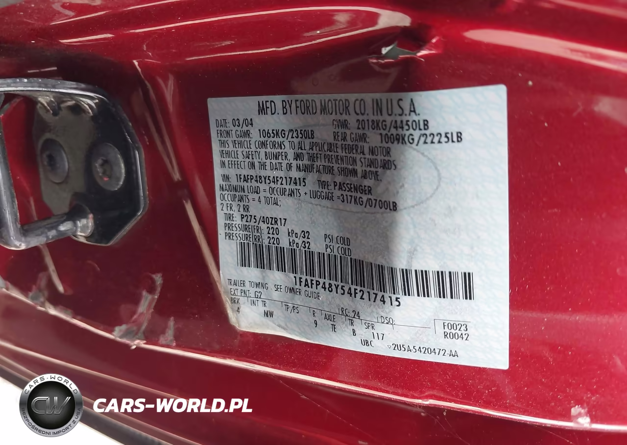 2004 Ford Mustang Cobra VIN:1FAFP48Y54F217415 - 9