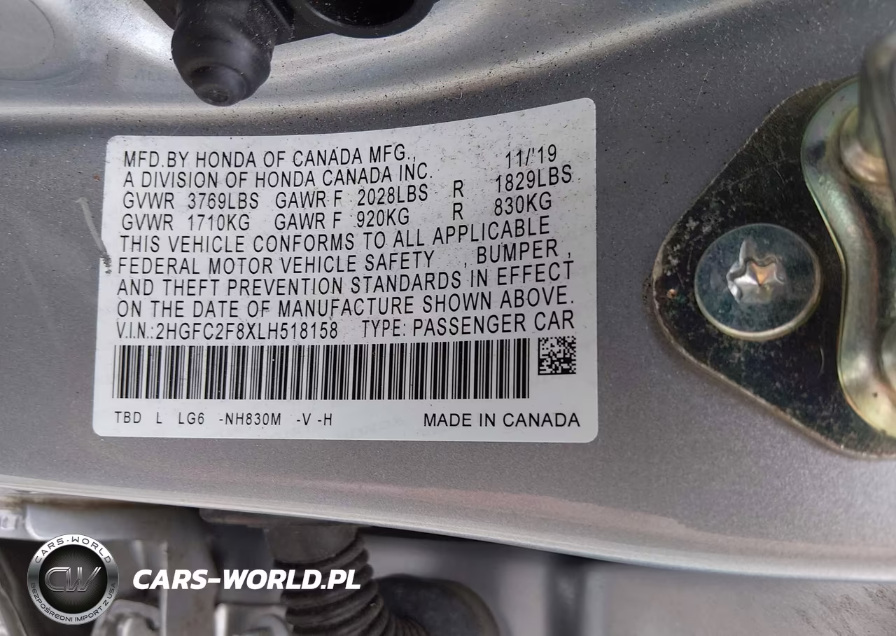 2020 Honda Civic Sport VIN:2HGFC2F8XLH518158 - 9