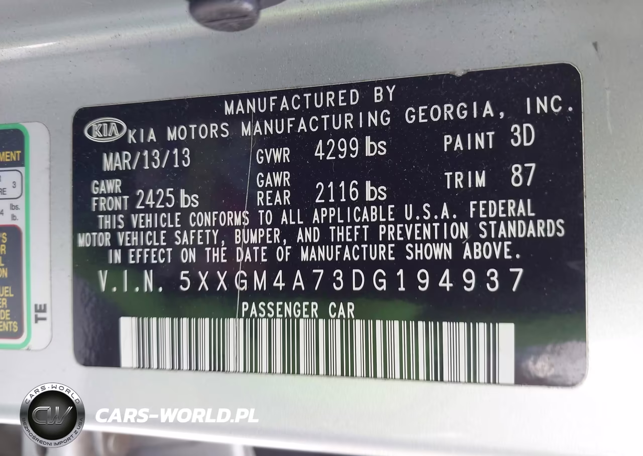 2013 Kia Optima Lx VIN:5XXGM4A73DG194937 - 9