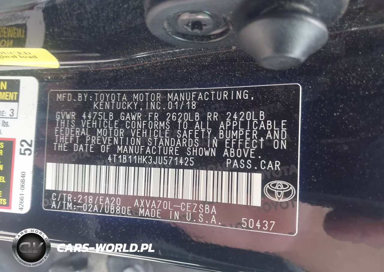 2018 Toyota Camry Se VIN:4T1B11HK3JU571425 - 9