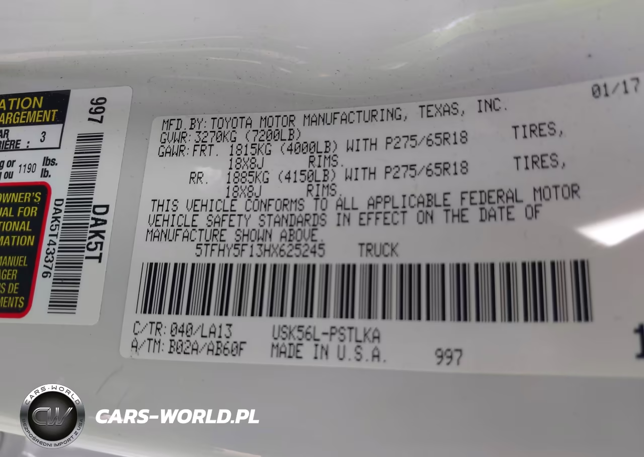 2017 Toyota Tundra Limited 5.7L V8 VIN:5TFHY5F13HX625245 - 9