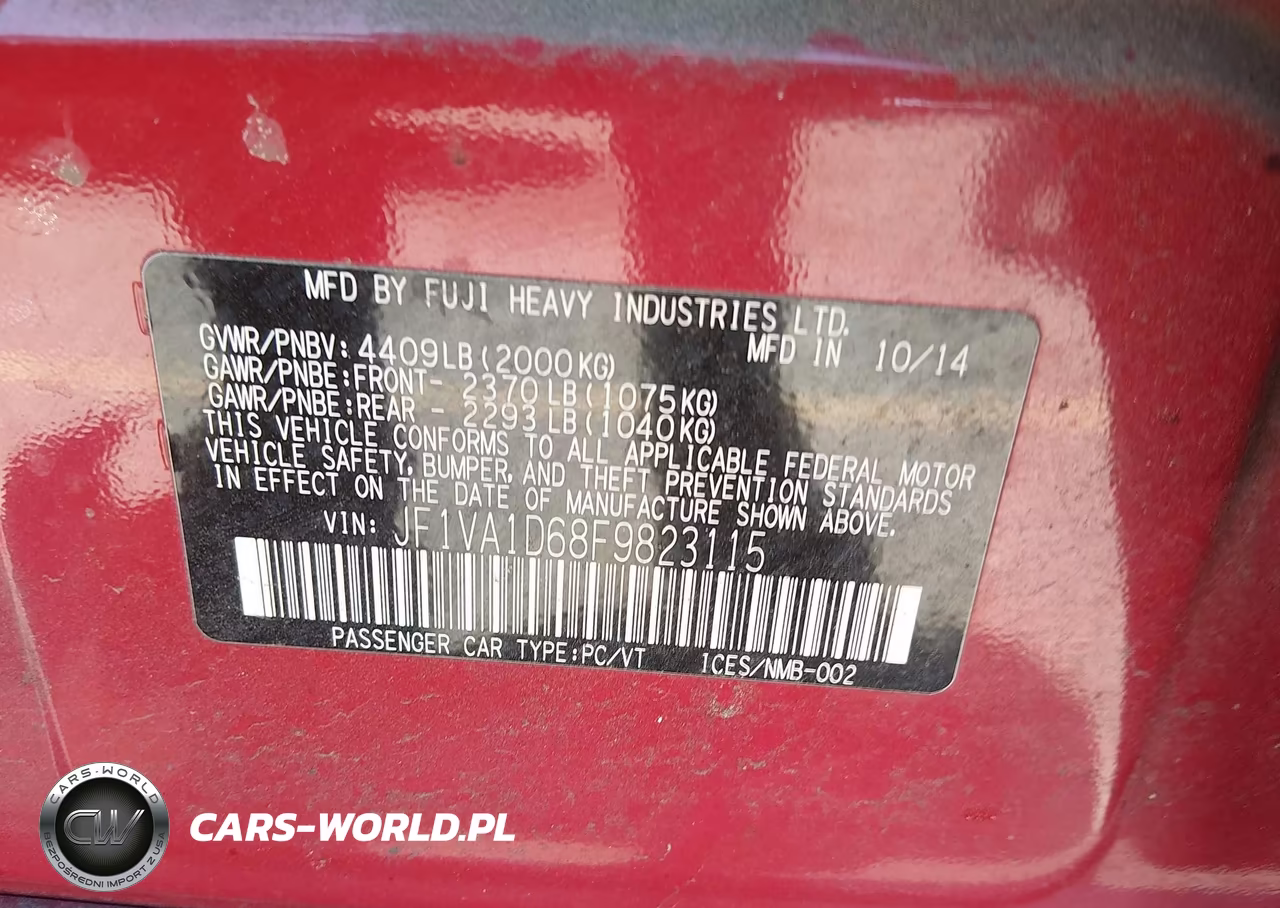 2015 Subaru Wrx Premium VIN:JF1VA1D68F9823115 - 9