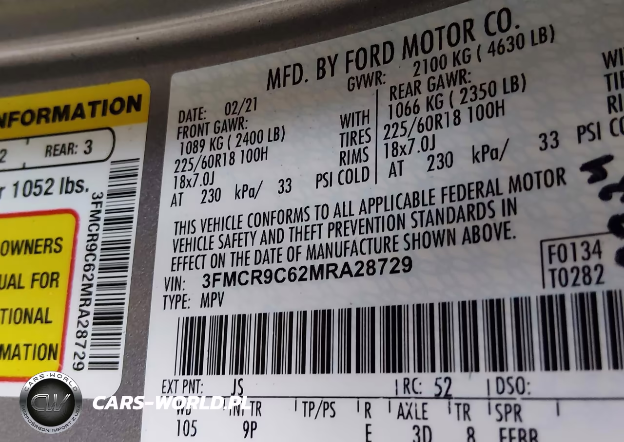 2021 Ford Bronco Sport Outer Banks VIN:3FMCR9C62MRA28729 - 9