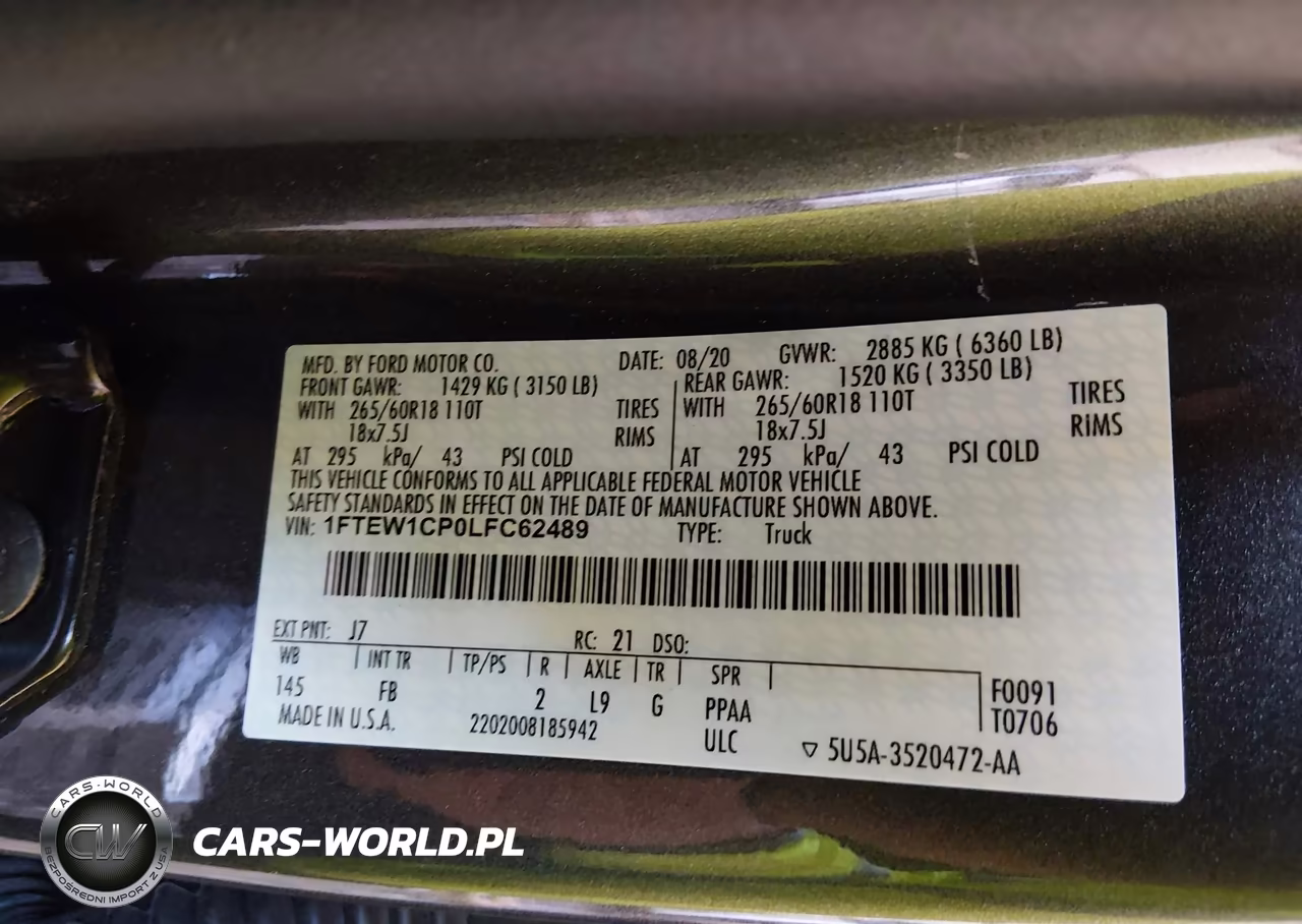 2020 Ford F-150 Xlt VIN:1FTEW1CP0LFC62489 - 9