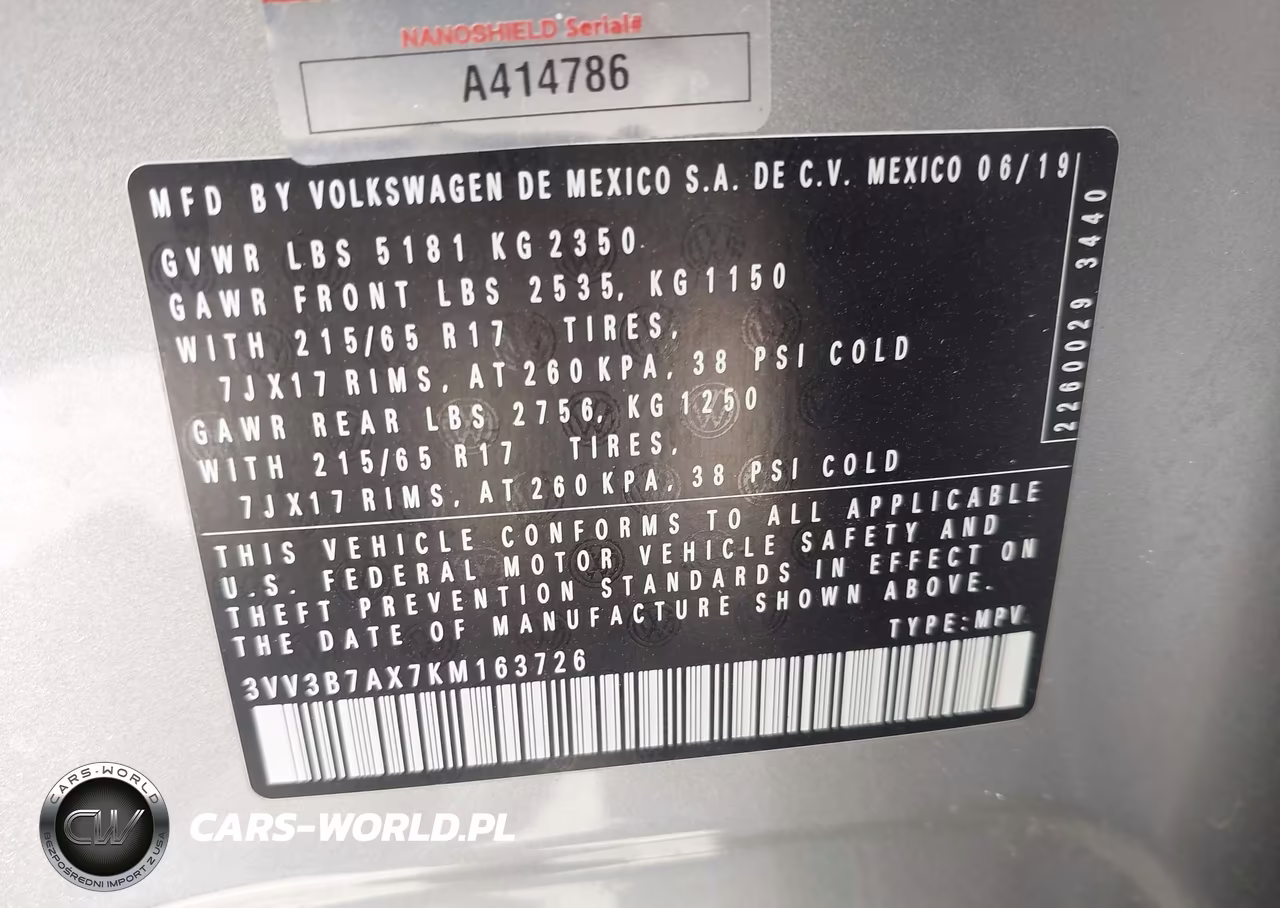 2019 Volkswagen Tiguan 2.0T Se-2.0T Sel-2.0T Sel R-Line-2.0T Sel R-Line Black VIN:3VV3B7AX7KM163726 - 9