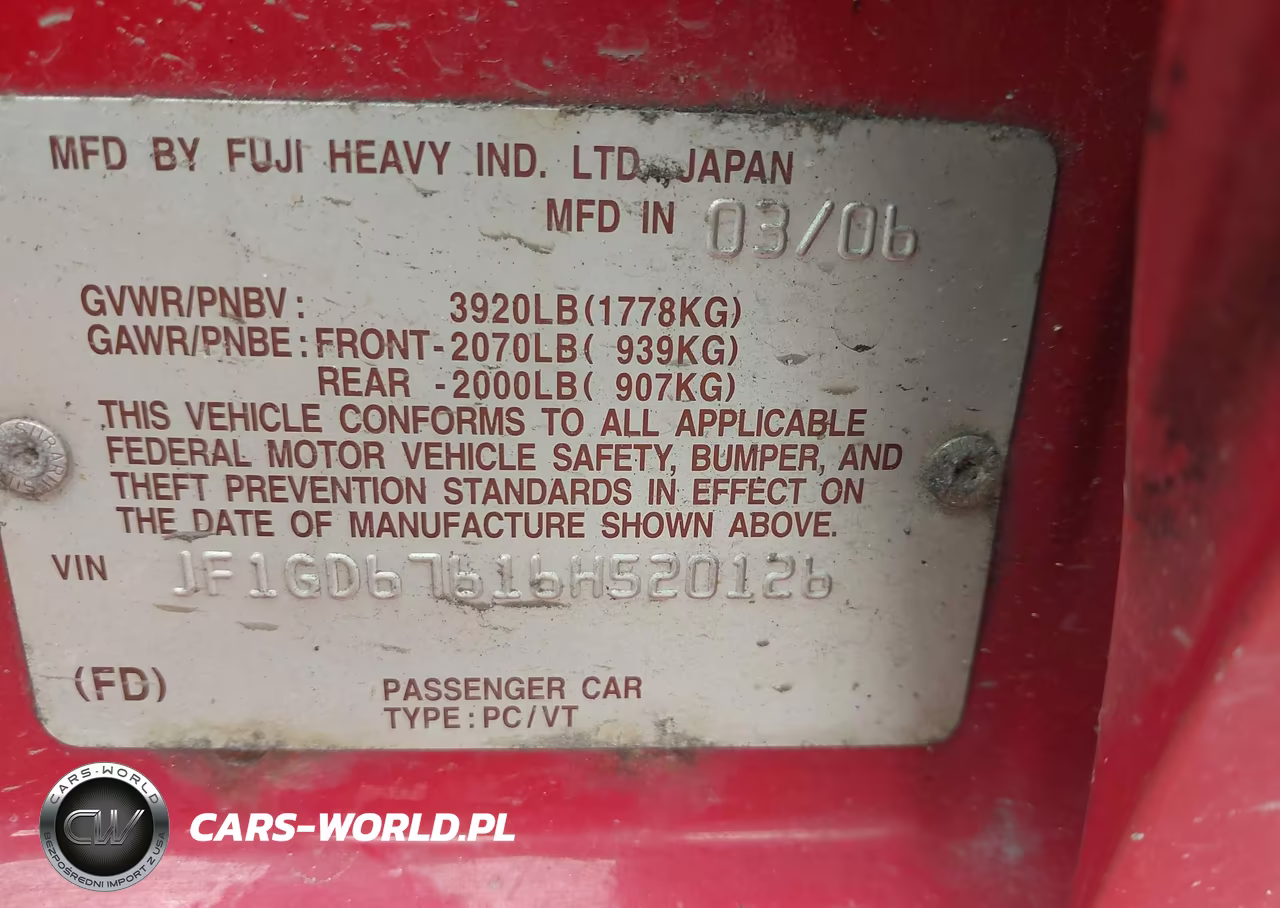 2006 Subaru Impreza 2.5I VIN:JF1GD67616H520126 - 9