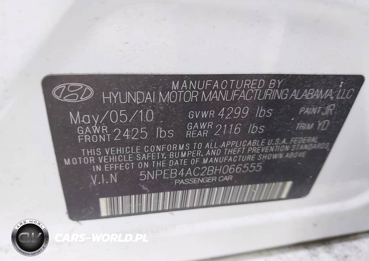 2011 Hyundai Sonata Gls VIN:5NPEB4AC2BH066555 - 9